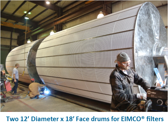Two 12’ Diameter x 18’ Face drums for EIMCO® filters